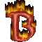A flaming letter B.