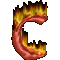 A flaming letter C.
