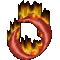 A flaming letter O.