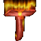 A flaming letter T.